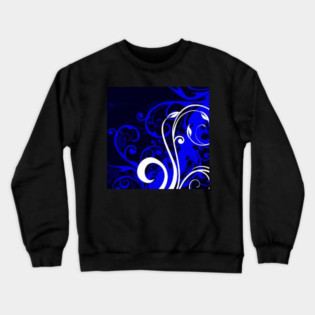 Blue white floral Art Crewneck Sweatshirt by Tshirtstory